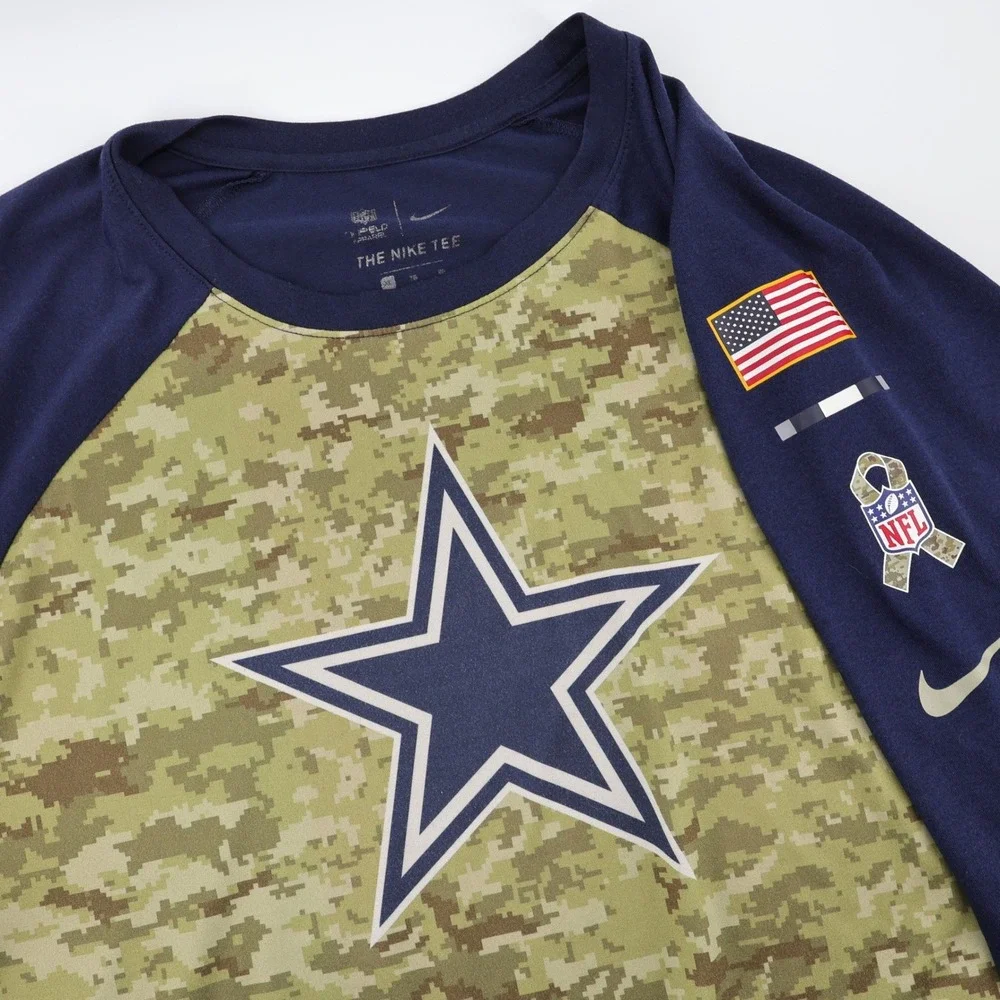 Nike‎ Dallas Cowboys Salute to Service Camo 3/4 Sleeve Shirt Navy Blue Mens XL